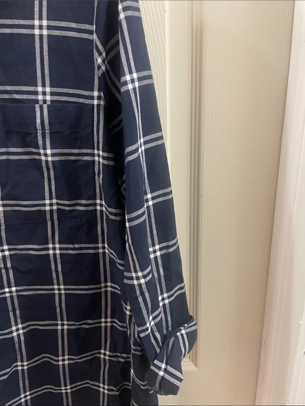 Old Navy Navy and White Plaid Tunic Button-Front Top - Picture 2 of 3